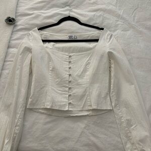 Princess Polly Cream Blouse with Button Detail